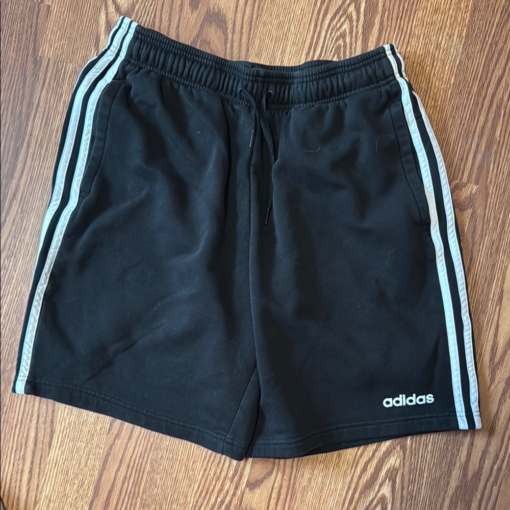 Adidas Black Athletic Shorts with Signature Stripes